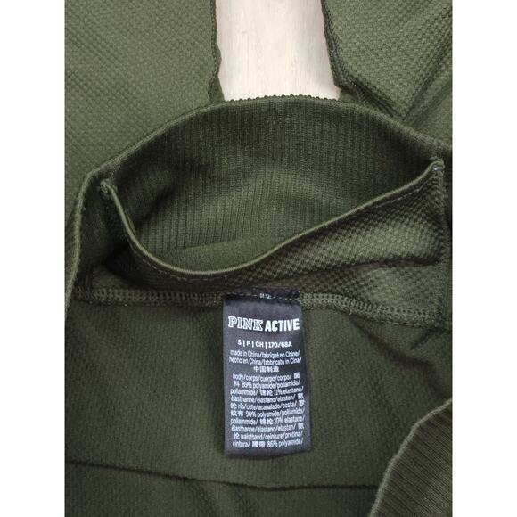 PINK Active Size S “I Am Strong” Olive Green Seamless High-Waisted Leggings - Picture 11 of 13